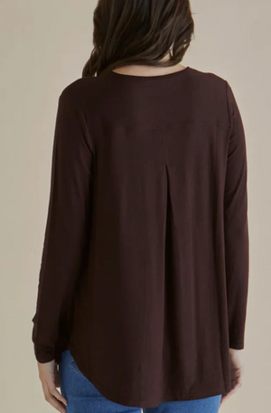 BETTY BASICS YASMIN LONG SLEEVE TOP CHOC BROWN BB5059CHO