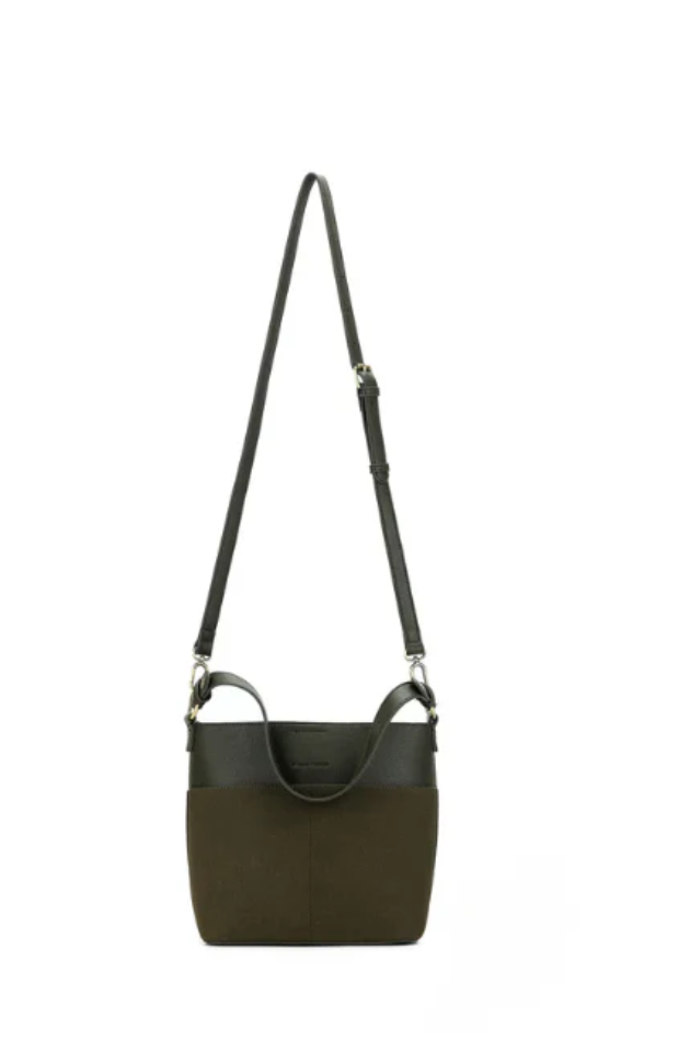 BLACK CAVIAR MARTINA DARK OLIVE BUCKET CROSSOVER BAG SK-01936