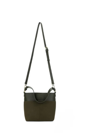 BLACK CAVIAR MARTINA DARK OLIVE BUCKET CROSSOVER BAG SK-01936