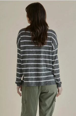 BETTY BASICS NATASHA KNIT TOP - GREEN STRIPE - BB4063-GST