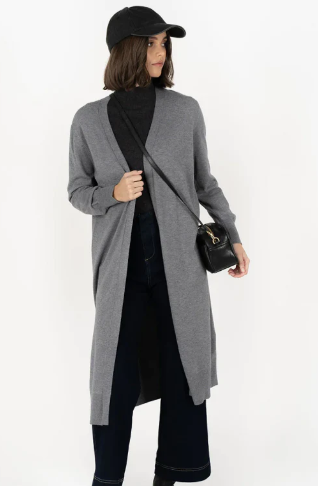 HUMIDITY LIFESTYLE JULIETTE CARDI - GREY MARLE- HW25605