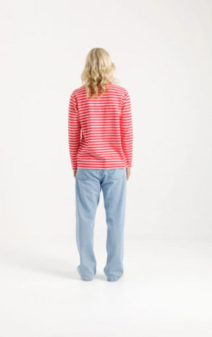 HOME-LEE L/S CHRIS TEE - BERRY STRIPE - HL287 04