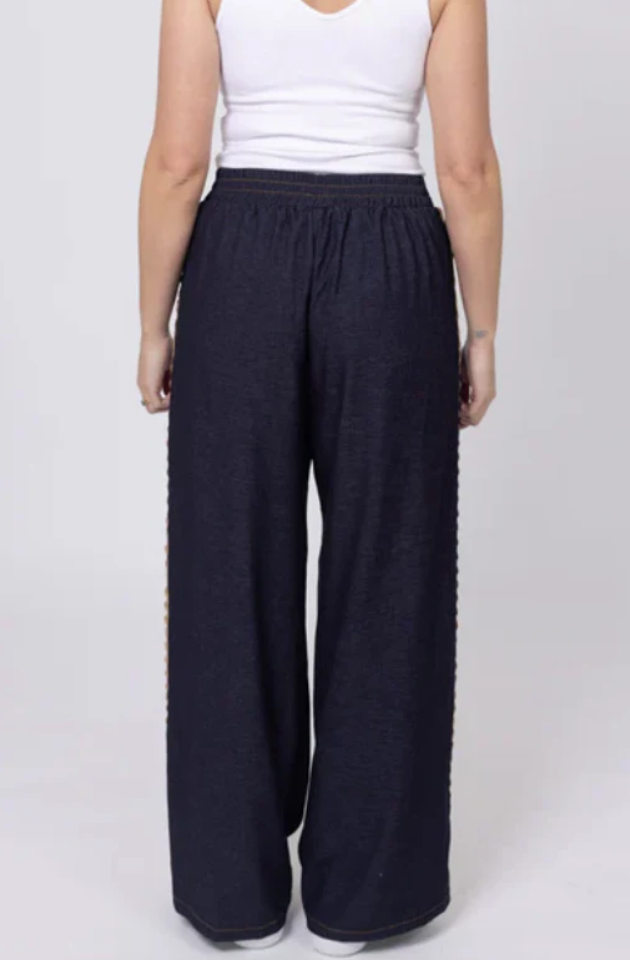 HONEY DENIM NATE DARK DENIM PANT - CARAMEL RIC RAC - J68