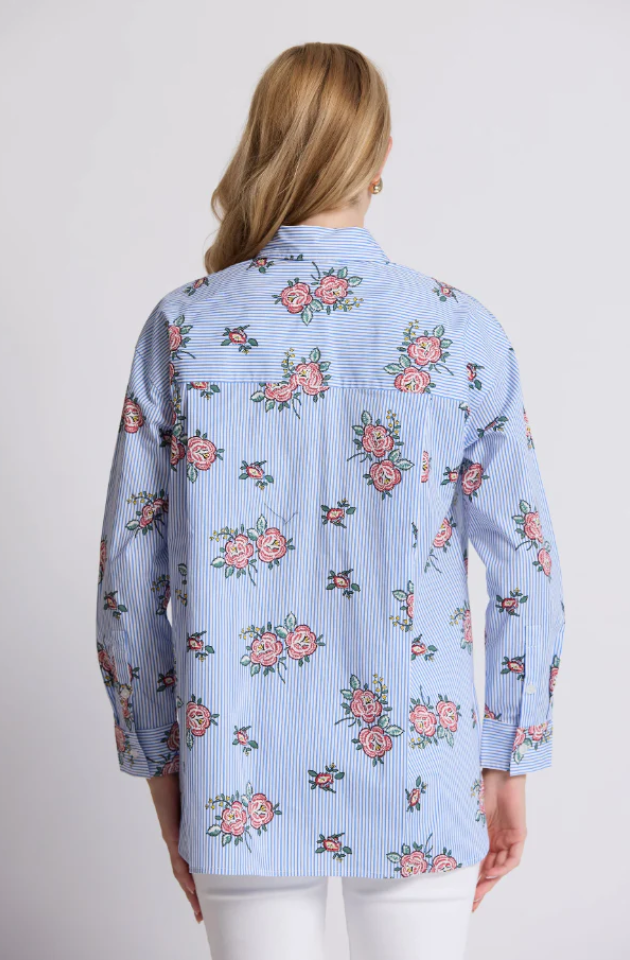 STELLA & GEMMA ESTELLA SHIRT - FLORAL BLUE STRIPE - ES25SS359