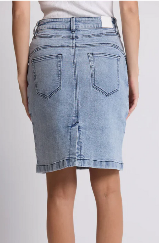 STELLA & GEMMA STRIKE SKIRT - BLEACHED DENIM - ES25SS328