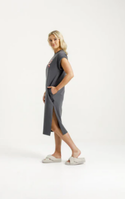 HOME-LEE ADELE DRESS - GRAPHITE/BLOSSOM BERRY BOW - HL462 02