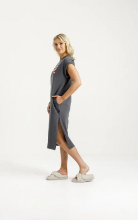 HOME-LEE ADELE DRESS - GRAPHITE/BLOSSOM BERRY BOW - HL462 02