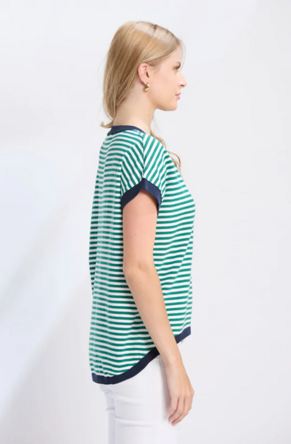 STELLA & GEMMA LANEWAY TOP - GREEN STRIPE - ES25SS313