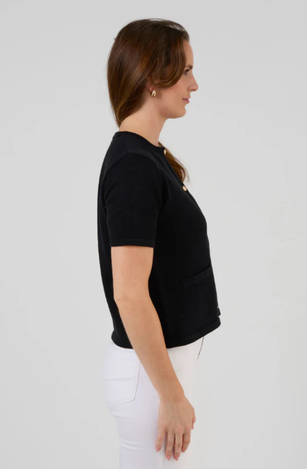 STELLA & GEMMA RUE CARDI - BLACK - SG25SS472