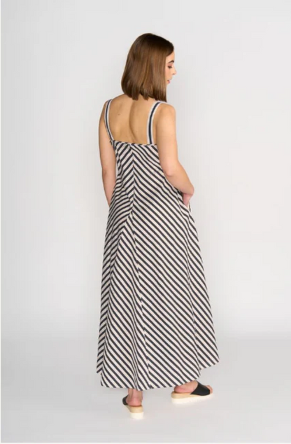 KNEWE GALA DRESS - BLACK/ECRU STRIPE - K1067