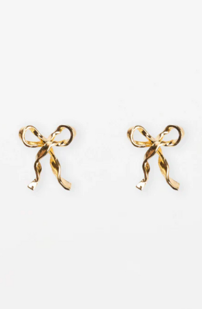 STELLA & GEMMA EARRING - GOLD RIBBON BOW - SGE8477