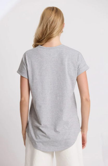 STELLA & GEMMA SOHO CUFF TEE - GREY MARLE - SGT3546