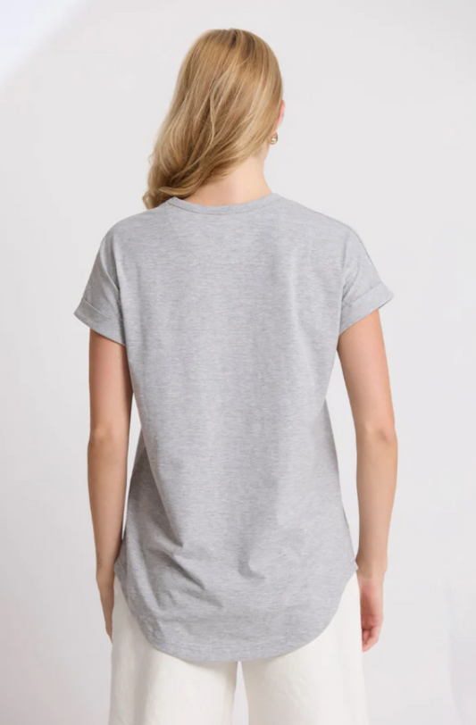 STELLA & GEMMA SOHO CUFF TEE - GREY MARLE - SGT3546