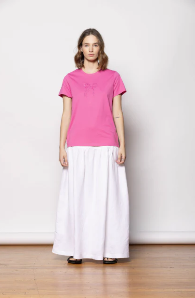 DRESSED BOW T-SHIRT - BUBBLEGUM/BUBBLEGUM EMB - SS2517EX/4