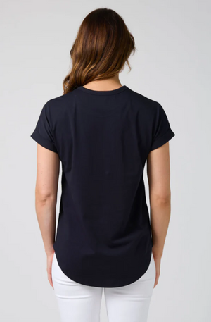 STELLA & GEMMA SOHO CUFF TEE - DEEP NAVY LEOPARD CROSS - SGTS3568