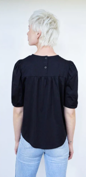 WHITE ON BLACK BUTTON BACK TOP - BLACK - PHS-2052