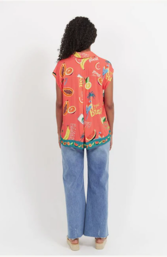 HAVEN CABANA SLEEVELESS SHIRT - BRASIL CORAL - 7809202