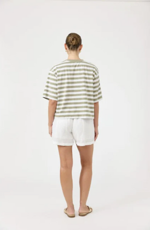 EB & IVE STUDIO STRIPE T-SHIRT - OLIVE - 2593607
