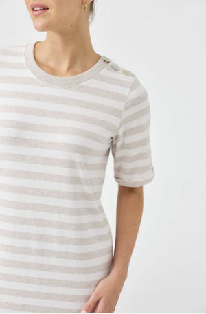 EB & IVE STUDIO STRIPE T-SHIRT DRESS - STONE - 2593801