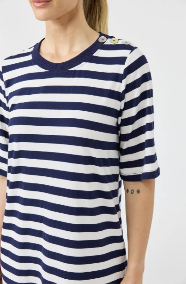 EB & IVE STUDIO STRIPE T-SHIRT DRESS - INDIGO - 2593811