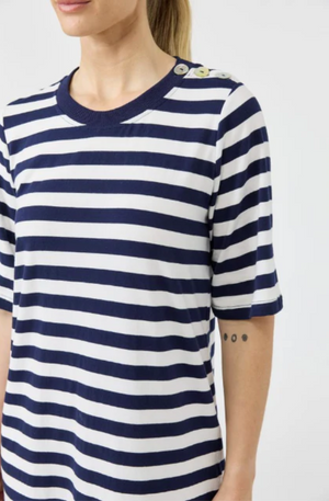 EB & IVE STUDIO STRIPE T-SHIRT DRESS - INDIGO - 2593811