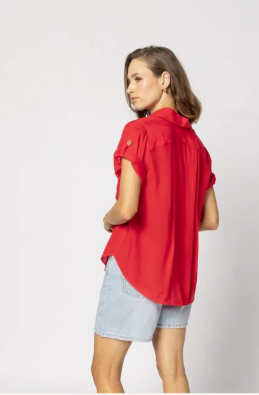 DRAMA THE LABEL  LYNN SHIRT - FIRE RED - 8049