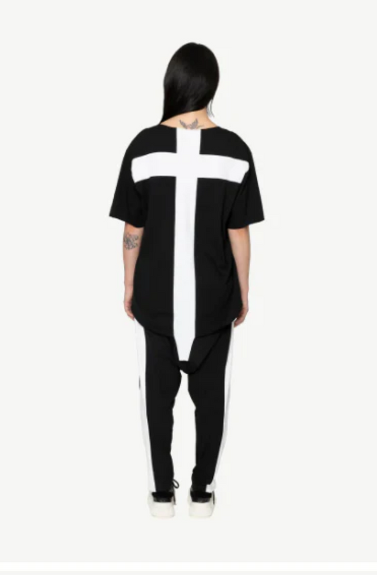 BONE & ARROW ORIS TOP - BLACK + WHITE TRIM - 7016