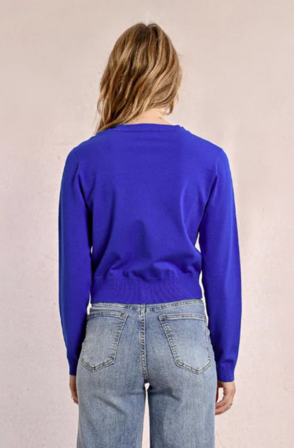 MOLLY BRACKEN LADIES KNITTED CARDIGAN - BLUE - E1725DP-BLU