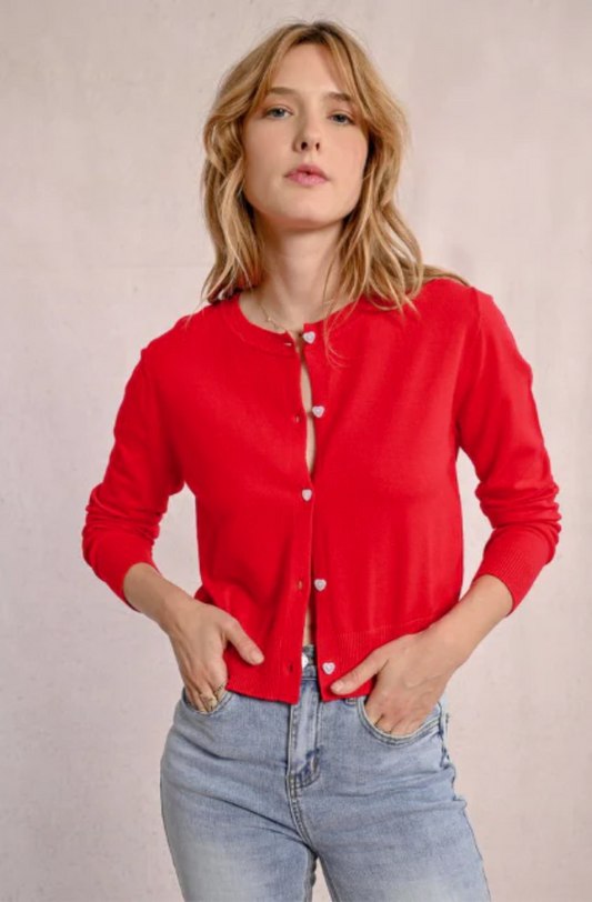 MOLLY BRACKEN LADIES KNITTED CARDIGAN - RED - E1725DP-RED