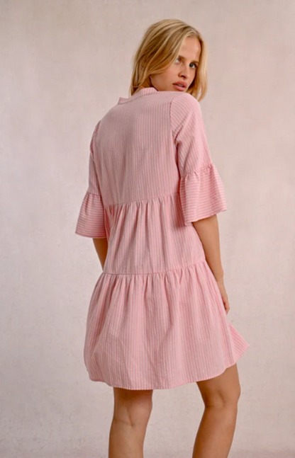 MOLLY BRACKEN LADIES WOVEN DRESS - PINK - T1990DP-PIN