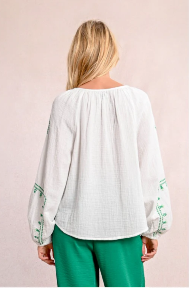 MOLLY BRACKEN LADIES WOVEN TOP - WHITE - Z629DE-WHI