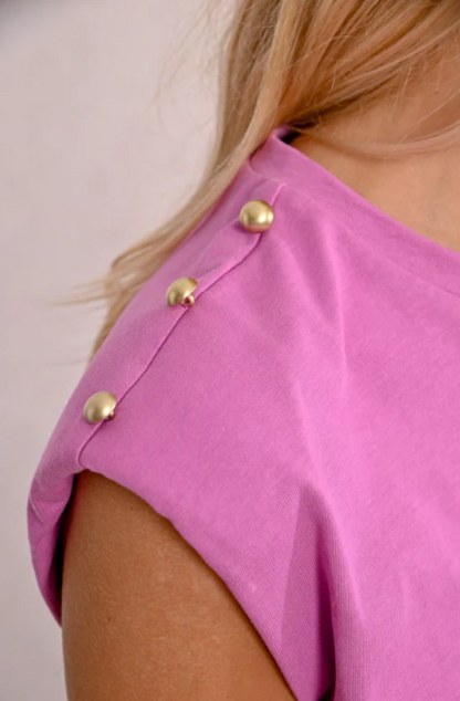 MOLLY BRACKEN LADIES KNITTED TEE - PURPLE BOUGAINVILLIER - T2018DP-PUR