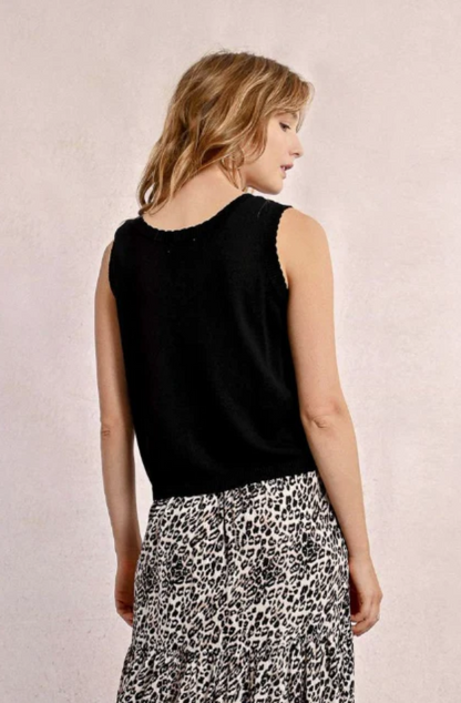 MOLLY BRACKEN LADIES KNITTED SLEEVELESS CARDIGAN - BLACK - EF1589DP-BLA