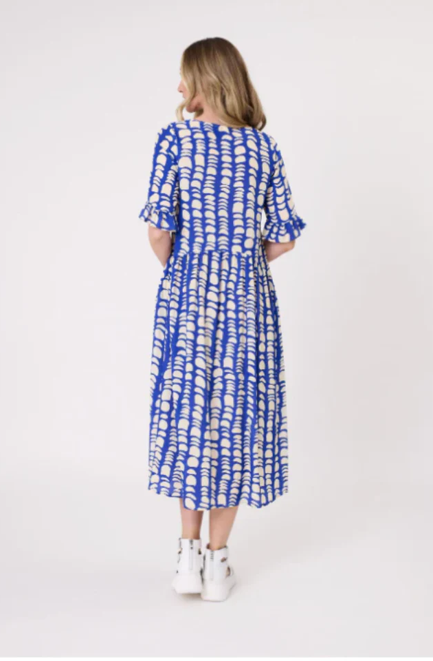 LEMON TREE DESIGN MADONNA DRESS - COBALT PRINT - 254LTDSS25