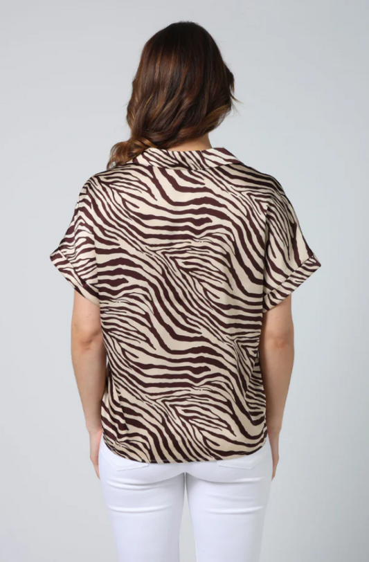STELLA & GEMMA MELANIE BLOUSE - MERLOT ZEBRA - SG25SS399