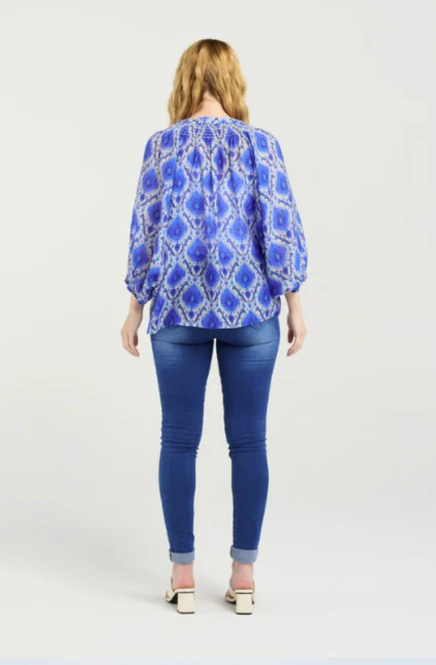 ZAFINA JUNIPER TOP - PAISLEY PAINTING - Z3023-1