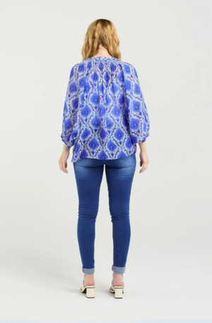 ZAFINA JUNIPER TOP - PAISLEY PAINTING - Z3023-1