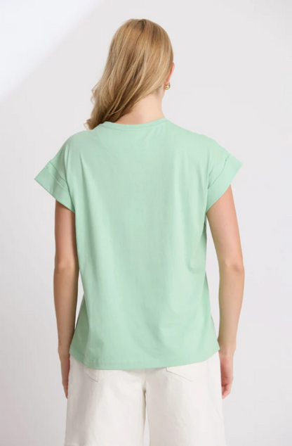 STELLA & GEMMA CUFF TEE - SNIFTER GREEN LOGO - SGTS3549
