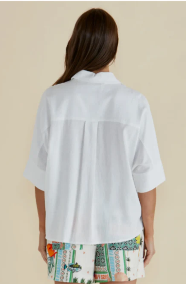BETTY BASICS LYNWOOD LINEN SHIRT - WHITE - BB8435-WHI