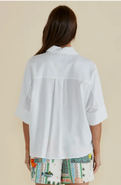 BETTY BASICS LYNWOOD LINEN SHIRT - WHITE - BB8435-WHI