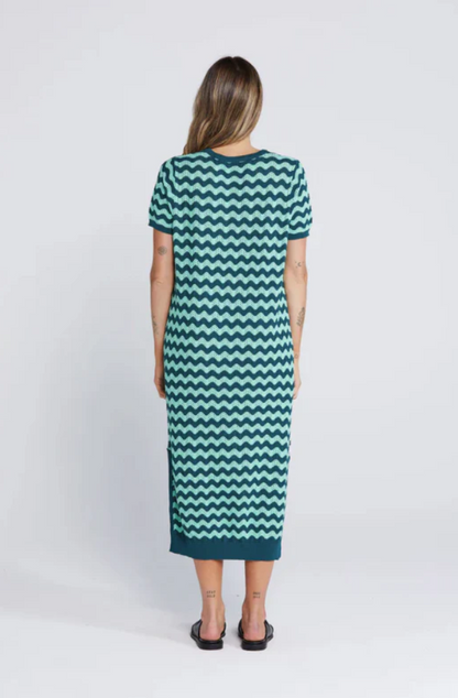 THING THING SQUIGGLE DRESS - SAGE & CYPRESS - TTW8561 03