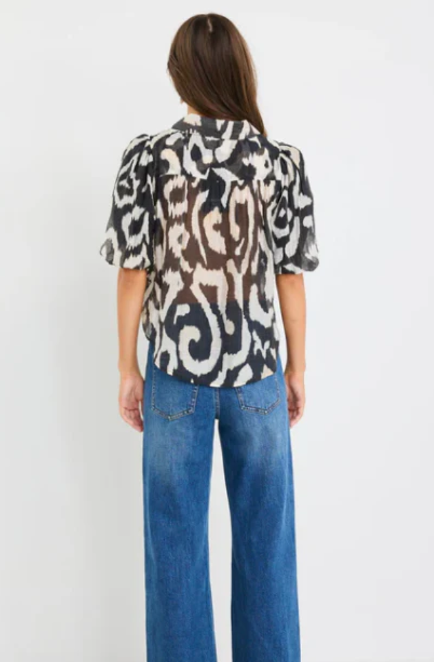 AMONG THE BRAVE - EXEMPTION TIE FRONT SHIRT - BLACK ZEBRA