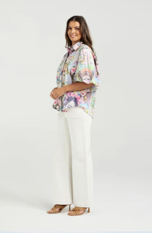 NMBR ROSE JOJOBA TOP - FRIDA PRINT - NR0011-1