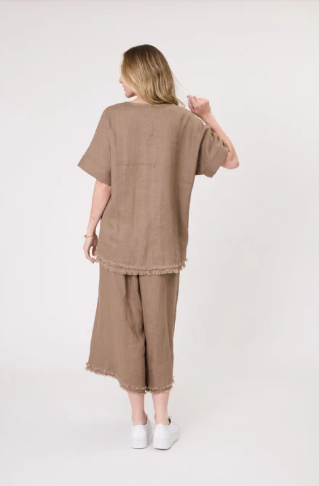 LEMON TREE DESIGN - CAROLA LINEN TOP - MOCHA - 271LTDSS25