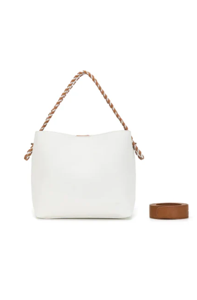 BLACK CAVIAR CAPELLA SHOULDER/CROSSBODY BAG - WHITE/TAN   COMING SOON / PRE-ORDER