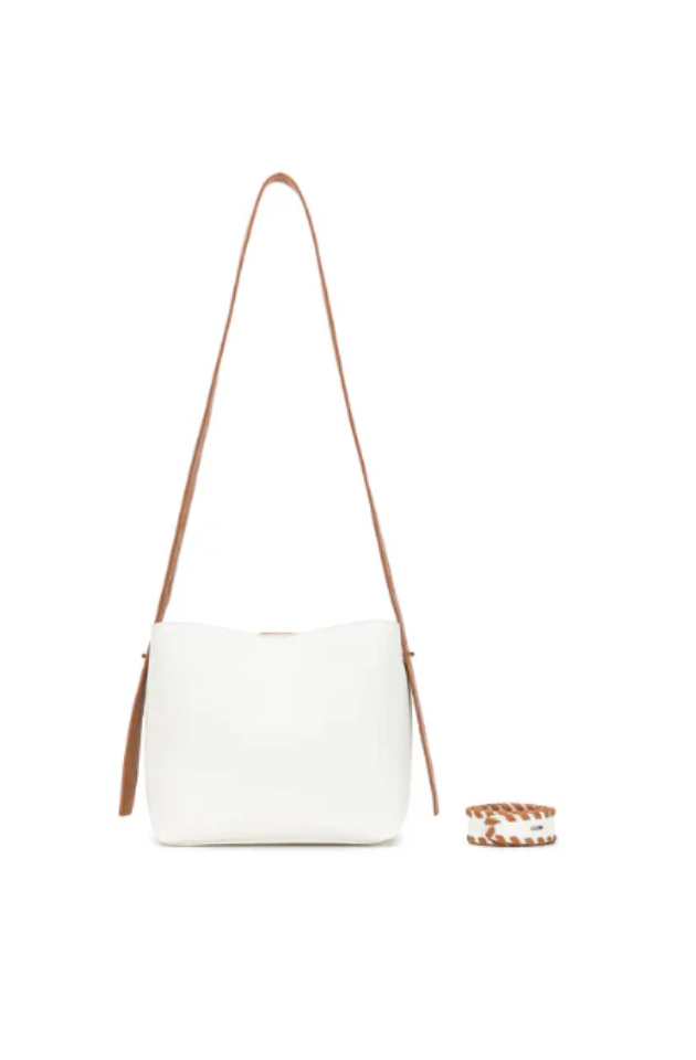 BLACK CAVIAR CAPELLA SHOULDER/CROSSBODY BAG - WHITE/TAN   COMING SOON / PRE-ORDER