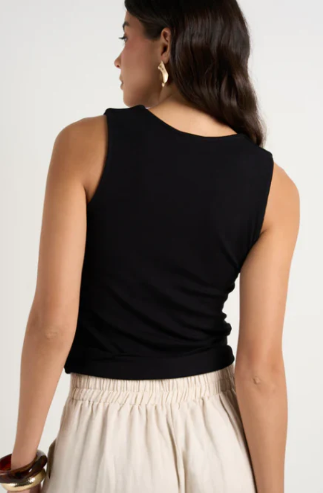 AMONG THE BRAVE - POSITIVE RIB NECK TANK - BLACK