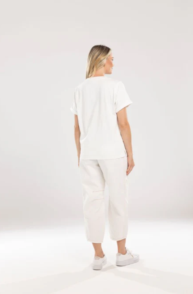 MI MOSO BOW TEE - WHITE/BLUE BOWS