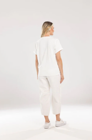 MI MOSO BOW TEE - WHITE/BLUE BOWS