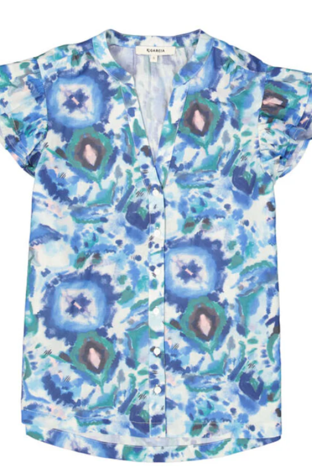 GARCIA PRINTED BLOUSE - BLUE WAVE